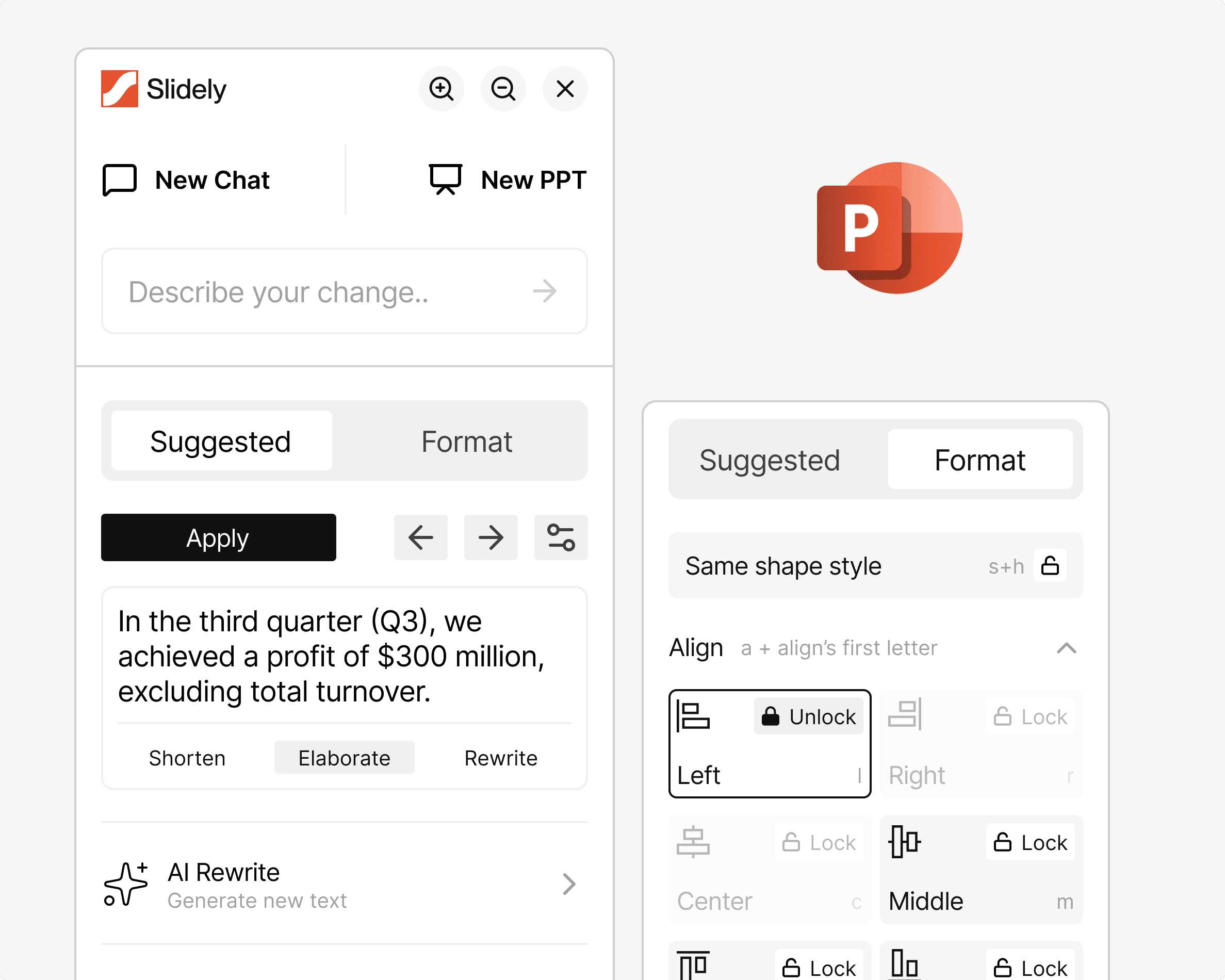 Slidely add-in sidebar open inside Microsoft PowerPoint